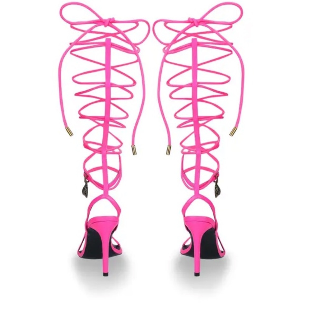 Kurt Geiger shoreditch high heel pink lace up sandals.EUC. Worn once